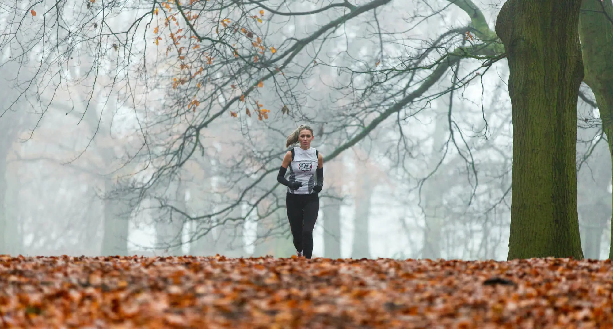 Runner training on a hill