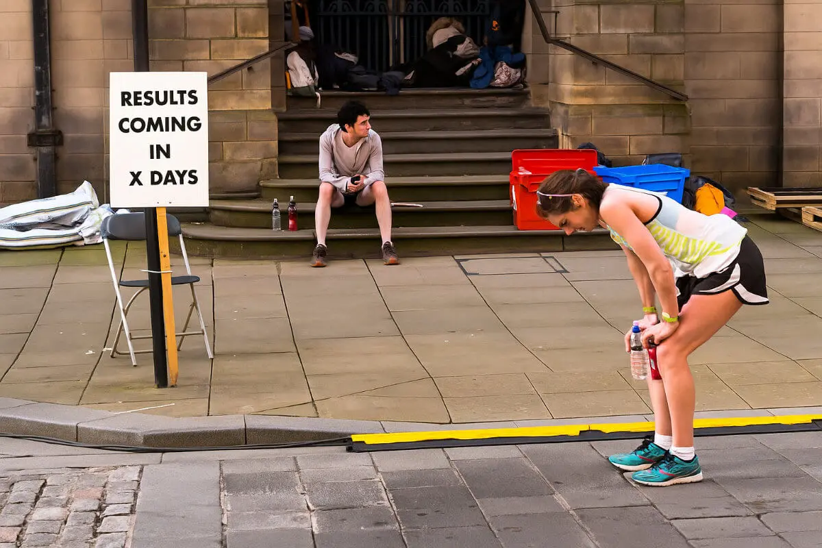 Runner after hard workout