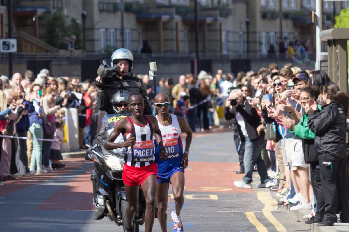 Mo Farah running the London Marathon